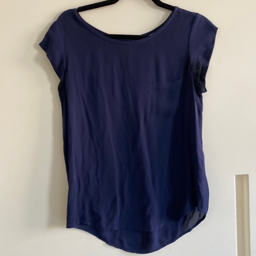 Joie navy blue silk tee XS